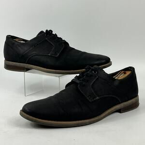 Black Orthopedic Derby Dress Shoes Men Sz 11 Comfort Insole Round Toe 1.25" Heel